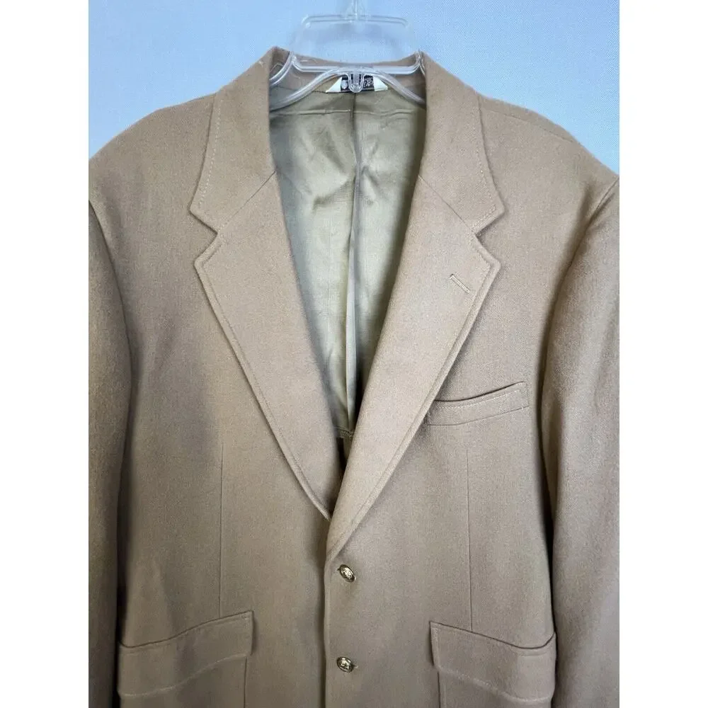 Oakbrook VIntage Wool Sports Jacket Men 46 L Camel Tan Work Business